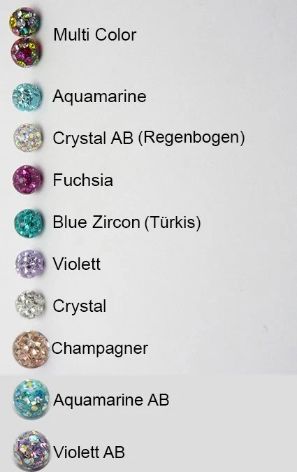 Piercing Kugel Schraub Ersatzkugel Ball Multi Stein Gel Epoxy Ferido Zirkonia - Bild 2 von 2