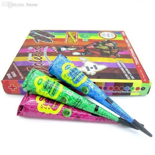 Golecha Multicolor Henna Mehandi Temporary Tattoo Body Art - 12 Cones II US Ship - Image 3 of 3