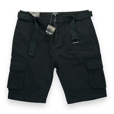 NWT Blu Rock New York Mens Flex Stretch Belted Cargo Shorts Black Sz 40 MSRP 59