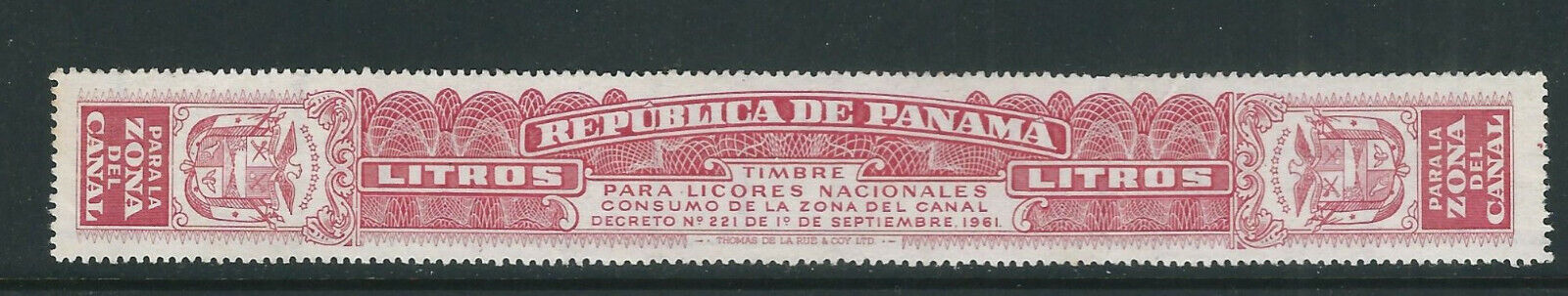 PANAMA 1956 REVENUE, PARA LICORES NACIONALES (Cat NO? R-10a) app