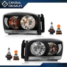 Headlights Lamp Fit For 2006 2007 2008 Dodge Ram 1500 2500 3500 w/ Black Bezel