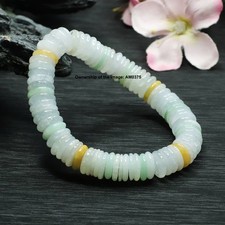 New Natural Grade A Jade 9mm Safe Flat Bead Stretch Bracelet 14-16cm