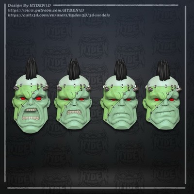 Frankenstein Creature Commandos DC 4 Unpainted Heads Custom Action Figure 1/12