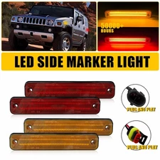 4X Smoked LED Side Marker Light Front Rear Set Amber For Red HUMMER H2 2003-2009