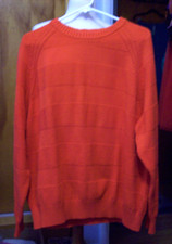 Mens Vintage Eddie Bauer Sweater USA Made Cotton Textured Knit Burnt Orange XXL