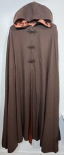 Vintage Brown Wool Cape Full Length Long Cloak One Size Medieval Times