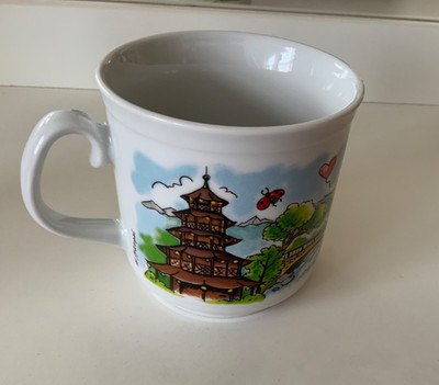 KAFER H. Hampel Coffee Mug Munchen Germany Garden Dogs Ladybug Heart