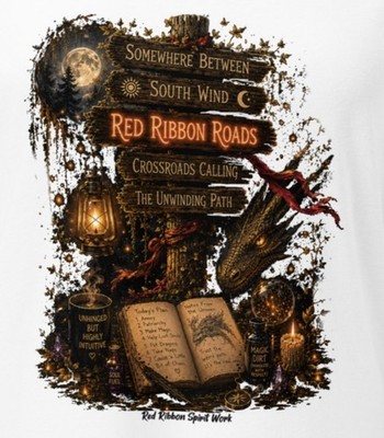 Red Ribbon Roads V Neck Tee Shirt