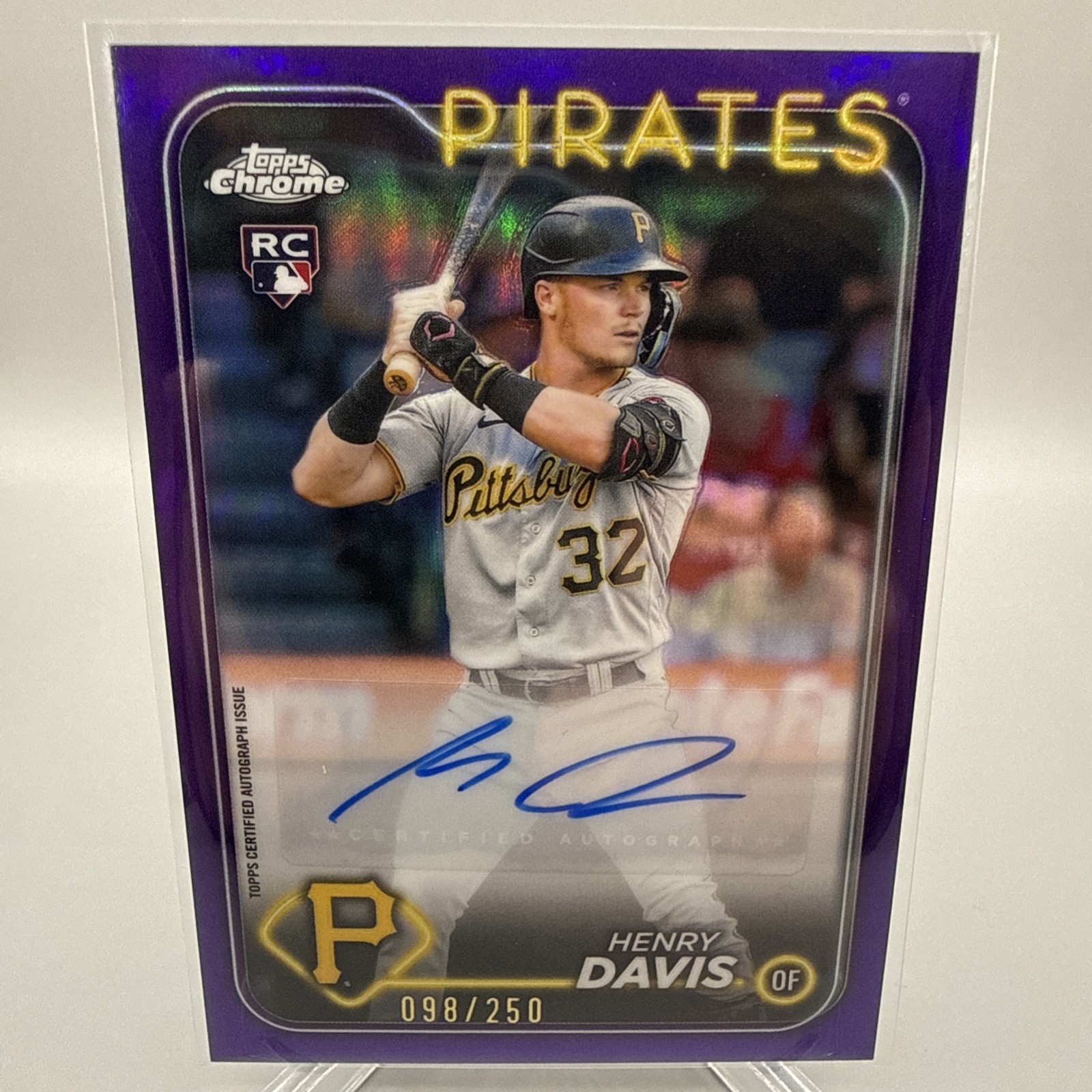 2024 Topps Chrome Update Henry Davis RC /250 Purple Refractor Auto - Pirates 