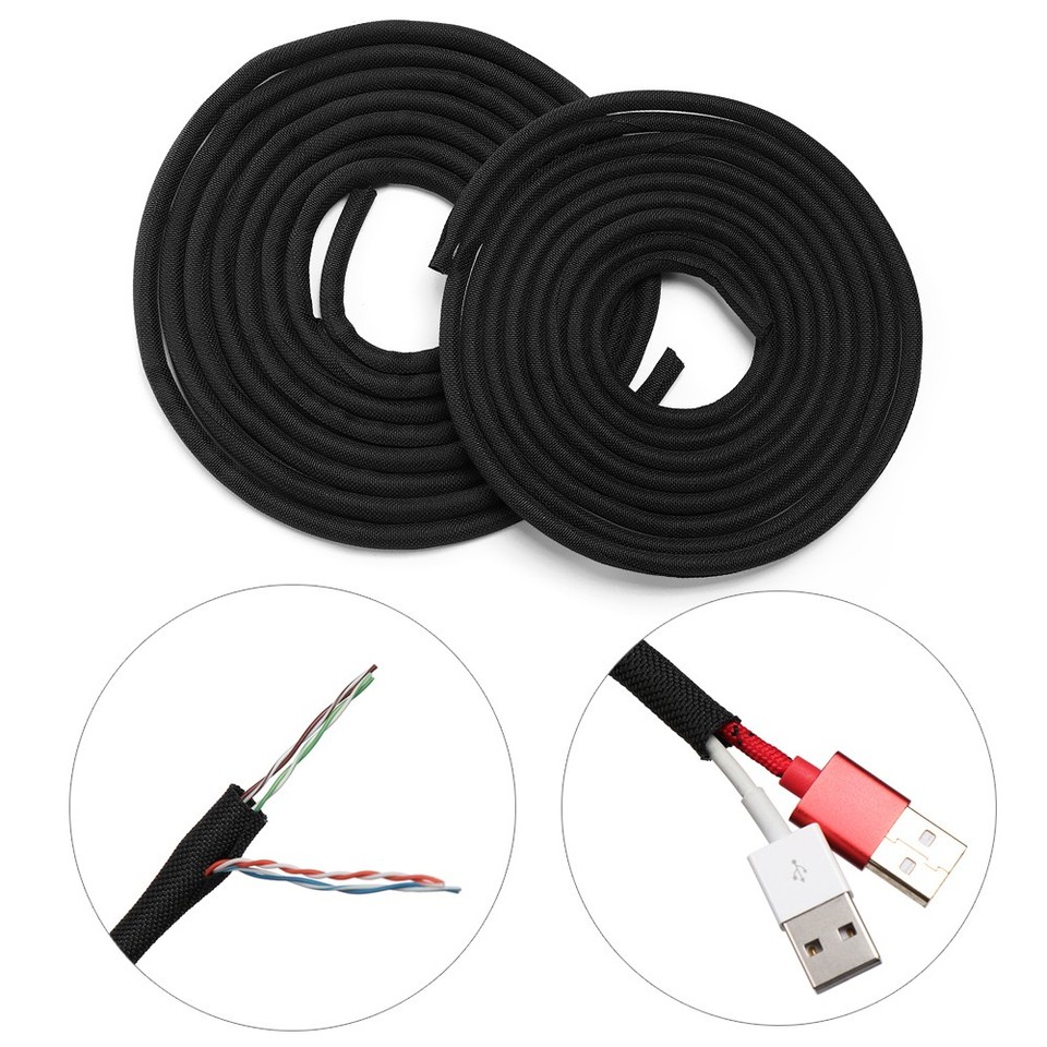Split Braided Cable Sleeve Nylon Self Wrap Wire Loom Cord Management ...