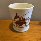 Vtg Fire King Bosco Bear Mug Ice Skating Bear Danger Milk Glass Mug D Handle