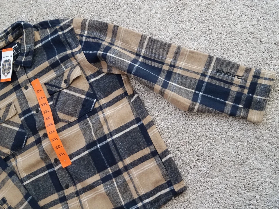 NUEVO Hombre Dakine Franela Camisa Chaqueta Forrada de Vellón Talla XXL Azul Beige Foto 3 de 4