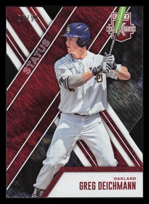 Greg Deichmann 25/99 Status Die Cut Red 2017 Panini Elite Extra #43 Athletics