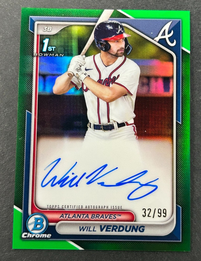 2024 Bowman Chrome 1st - Will Verdung #CPA-WV Atlanta Braves - Green AUTO /99