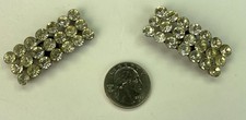 Vintage 1950s 3-row Rhinestones Clear Shoe Clips 1.75" X .75"