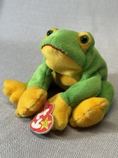 VTG RARE RETIRED 1997 TY BEANIE BABY SMOOCHY THE FROG WITH PE PELLETS/TAG ERRORS