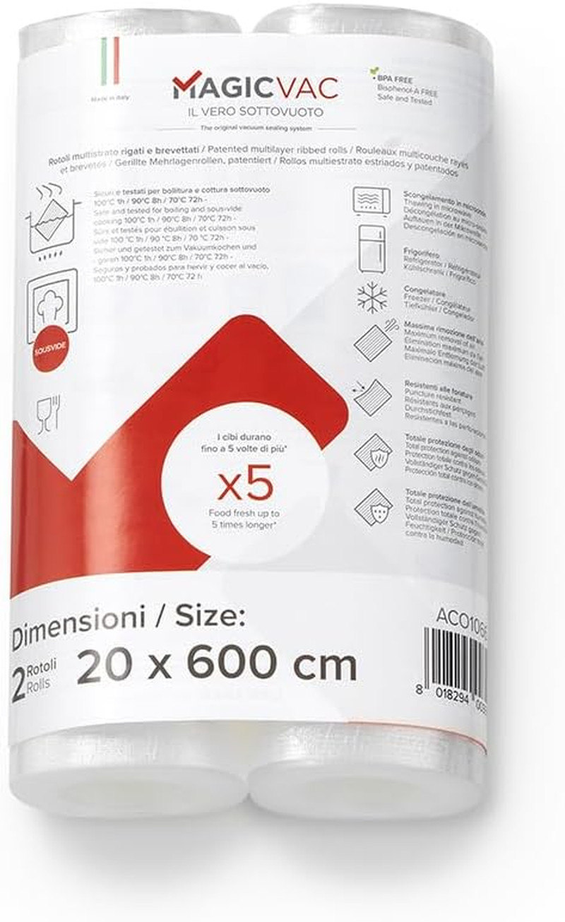 Rotoli Sottovuoto Goffrati 20x600cm | Ideali per Cottura Sous Vide