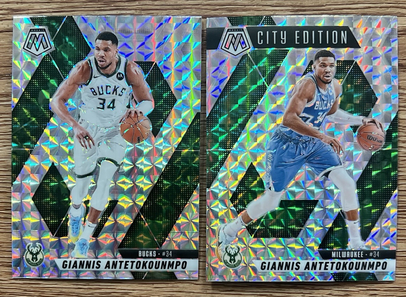 GIANNIS ANTETOKOUNMPO 2024-25 MOSAIC BASE 13/CITY EDITION 282 WHITE MOSAIC PRIZM