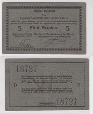 5 Rupien Banknote Deutsch Ostafrika 1.11.1915 Interimsbanknote (175188)