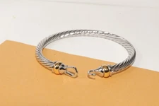 David Yurman 5mm Classic 925 Sterling Silver & 18k Gold Buckle Bracelet Medium