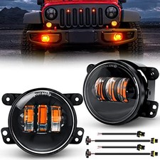 4 Inch LED Fog Light Assembly Compatible with 2007 JK Fog Light Amber 2Pcs