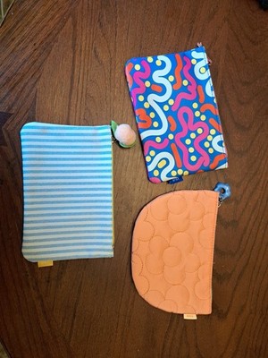 Ipsy Lot of 3 Makeup Cosmetic Bag Zip Closure