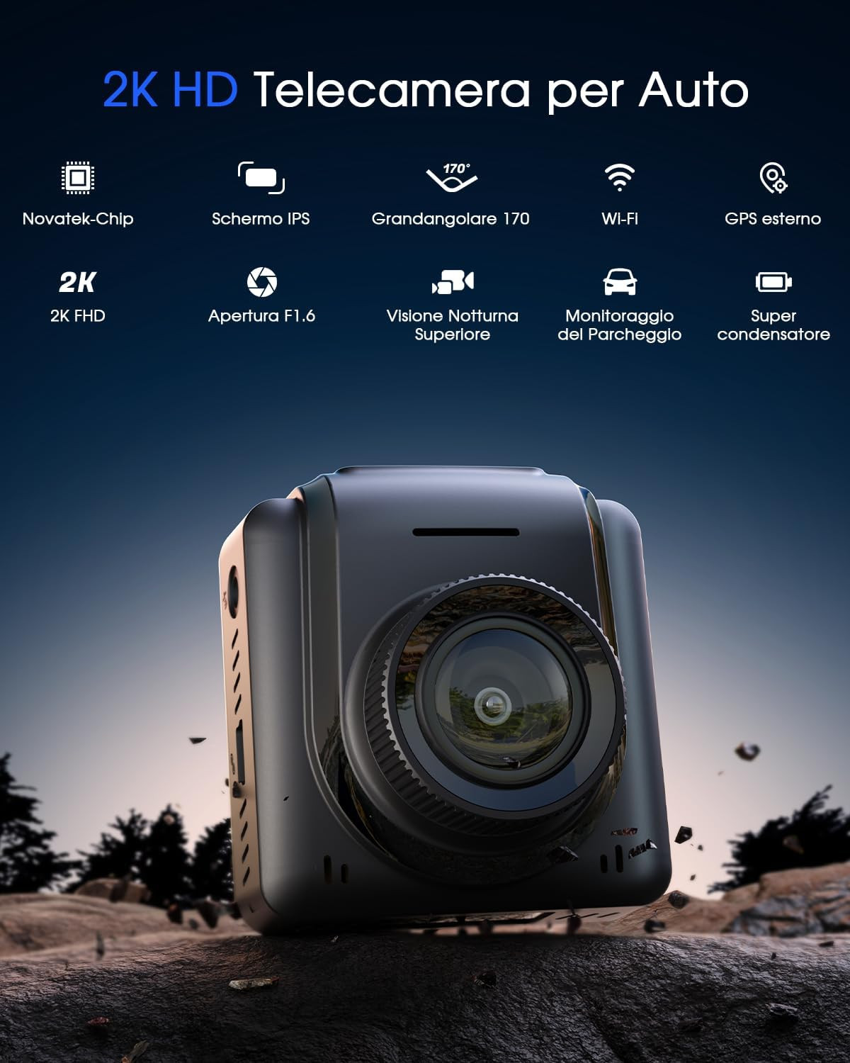 Mini Dash Cam 2K Wi-Fi per Auto: App Control e Super Visione Notturna - 2