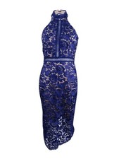 Xscape Women's Lace Sheath Dress (4, Navy/Mocha) 808593973400