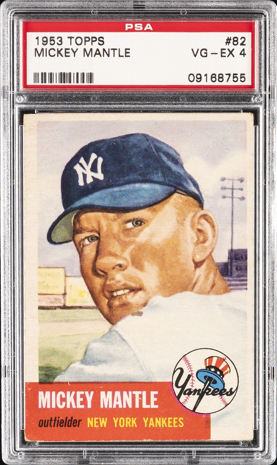 1953 TOPPS #82 MICKEY MANTLE PSA 4