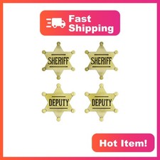 Sheriff Deputy Badge 4 Pack Metal Cowboy Party Prize