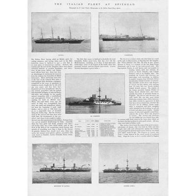 Die italienische Marineflotte bei Spithead - 2x antike Drucke 1895