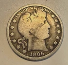 1906-O Barber Half Dollar Average Circ 90% Silver Nice Coin