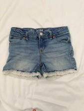 Cat  Jack Girls' Denim Shorts with Eyelet Lace Trim Size L 10/12 