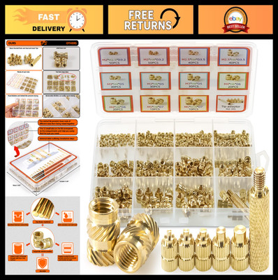 336PCS Brass Threaded Inserts Kit with Heat Set Tool, Metric Knurled Nuts for 3D