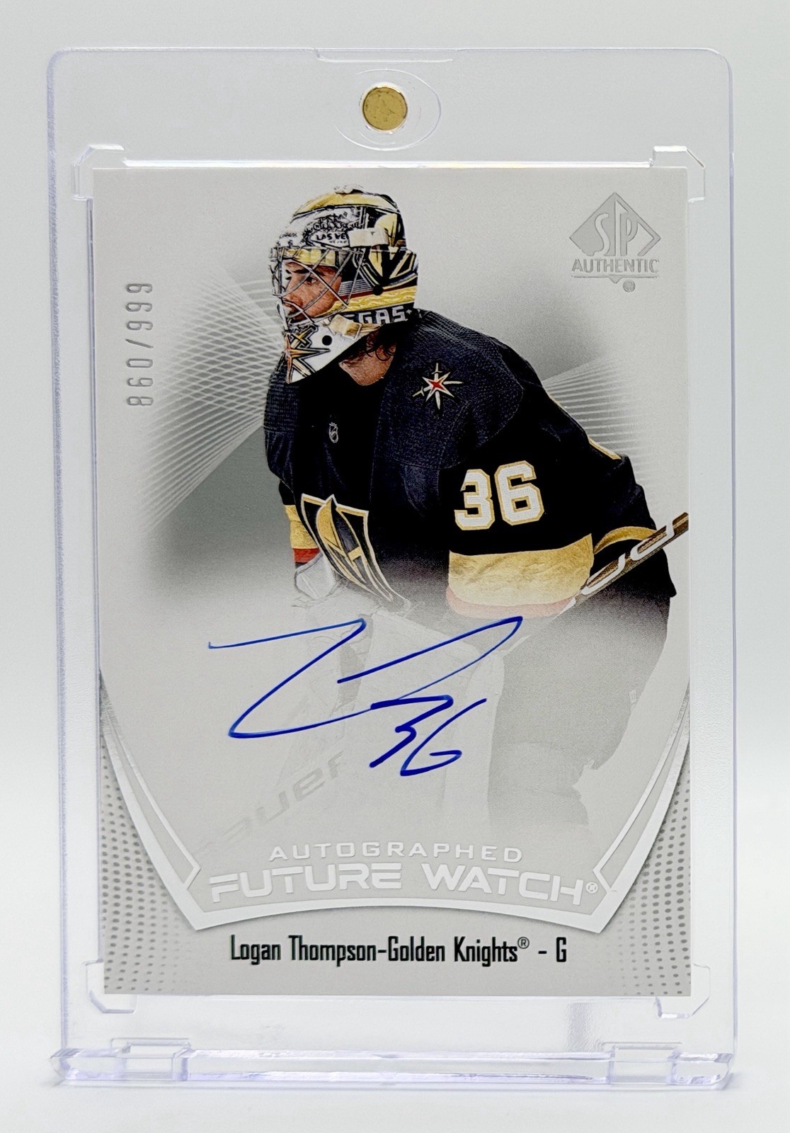 2021-22 SP Authentic Future Watch Logan Thompson RC Auto /999 Golden Knights
