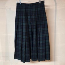 Vintage Pendleton Authentic Black Watch Tartan Pleated 100 Wool Skirt Size 6