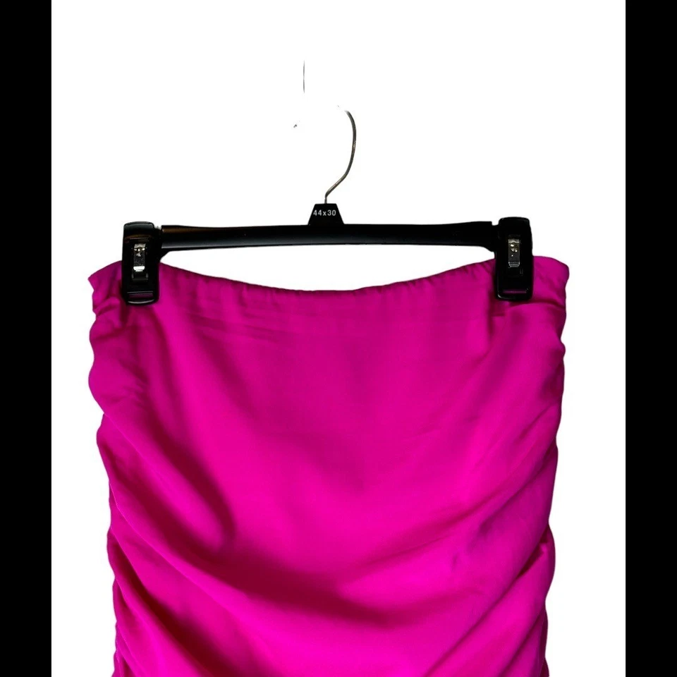Jay Godfrey Skirt Women 4 Hot Pink Silk Ruched Gathered Sides Mini Sexy Party - Image 3 of 4