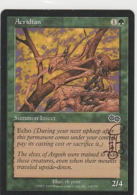 Magic the Gathering ~ Acridian ~ LP ~ Urza's Saga ~ Signed by Artist #7