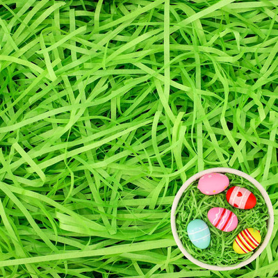 8Oz Green Easter Grass Green Raffia Paper Grass for Gift Basket Easter Recyclabl