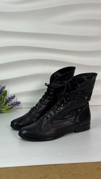 Women Body Boots Black Leather 38