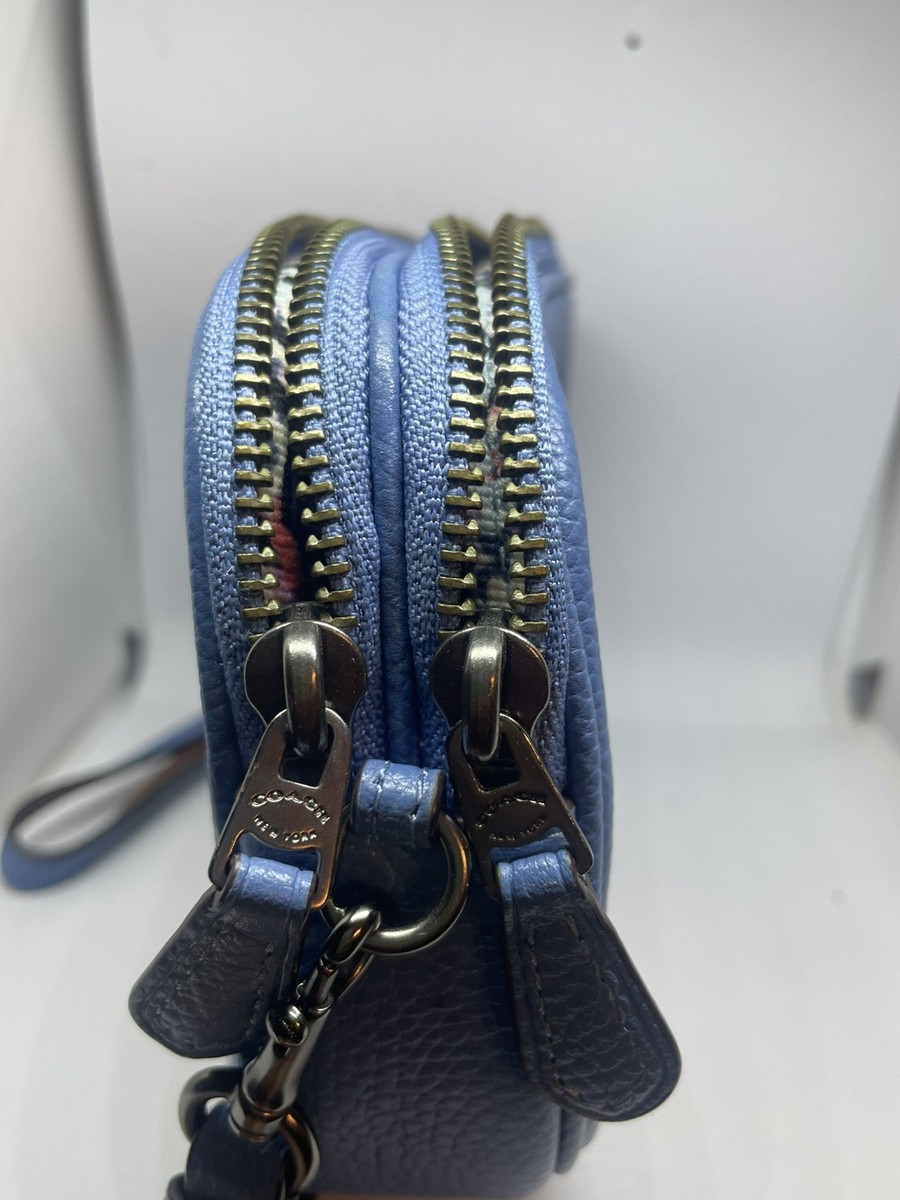 COACH Keith Haring Collab Blue Leather Camera Bag Unisex Crossbody