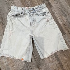 Levi Strauss Signature Kids Loose Fit Light Wash Distressed Denim Shorts Size 8