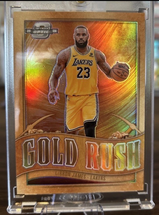 2023-24 Panini Contenders Optic Gold Rush Prizm LeBron James Lakers #5 Case Hit