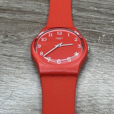 Swatch Watch GR175 Gent Sunetty Unisex 34mm Red Dial Analog #2983