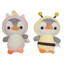 Set of 2 Adorable Plush Penguin In Unicorn  Bee Costumes 5"