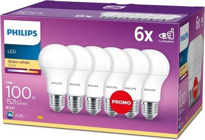 Philips LED E27 Lampe 6-er Pack 1521 Lumen warmweißes Licht 2700 Kelvin matt