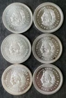 Lot of Six 1/4oz Silver Cuauhtemoc/Aztec Calendar Rounds