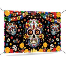 Day of The Dead Backdrop Banner Mexican Dia De Los Muertos Background Halloween