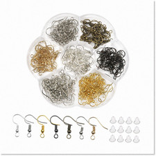 Set of 140 Silver Hypoallergenic Earring Hooks in 7 Colors