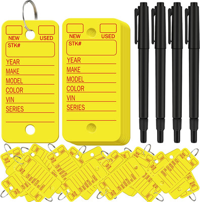 Gersoniel 500 Pcs Key Tags with Labels Car Dealership Key Tags with Rings Blank